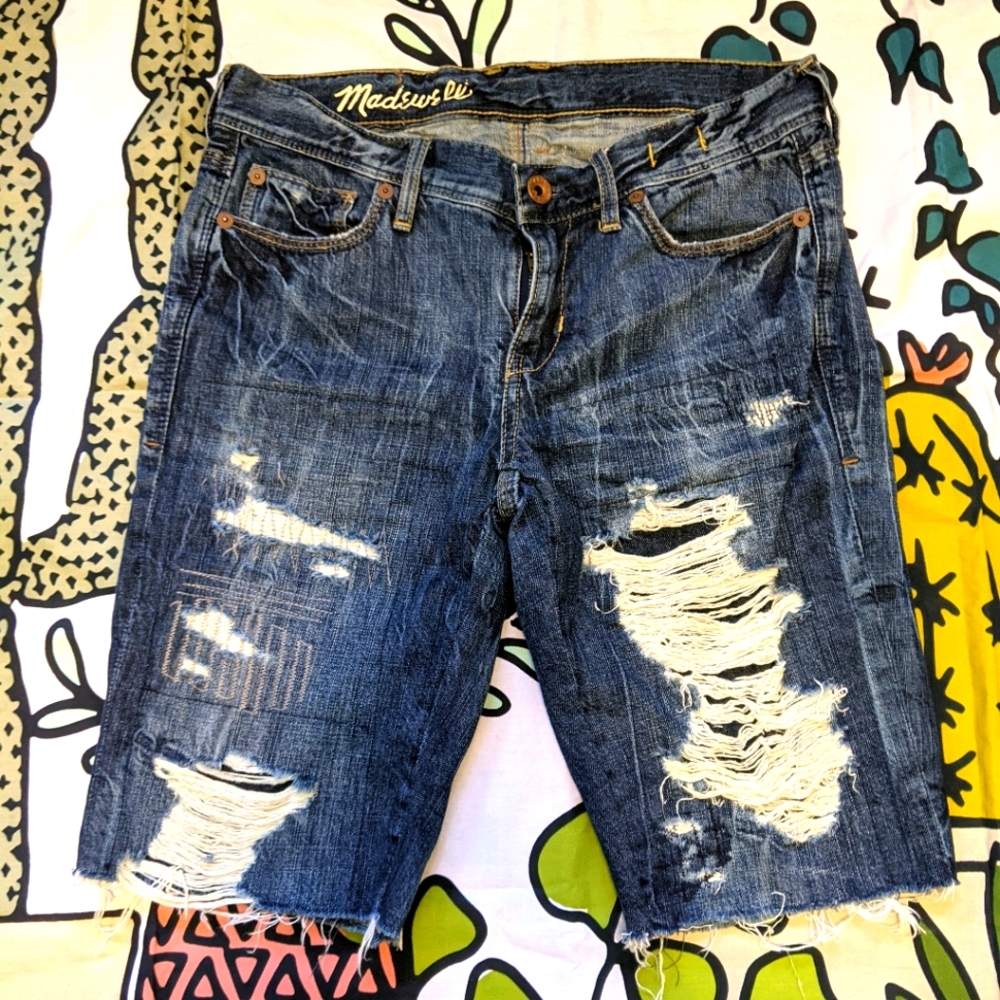 Madewell denim shorts washed out effect